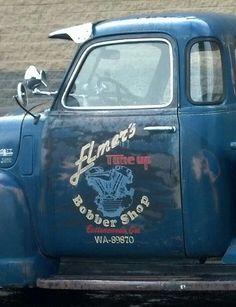 Vintage Shop Truck Logo - Best Old ShopTruck Door Art & Lettering image. Vintage