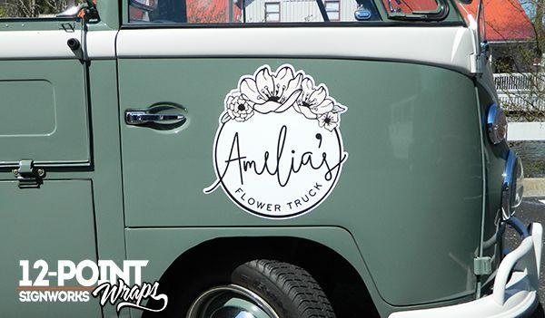 Vintage Shop Truck Logo - Vintage Trucks with Custom Graphics Sell Beautiful Flowers in ...