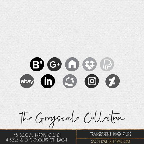 eBay Greyscale Logo - Grey Social Media Icon, Shades of Grey, Greyscale Icon, Blog Elements, Website Elements, Blog Accessories, Blog Design