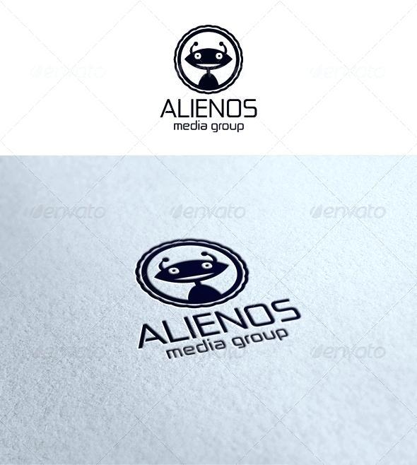 Cute Alien Logo - Vector Card Template With A Cute Alien And On Stars Background Free ...