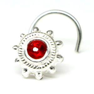 L and G with a Red Dot Logo - 925 Sterling Silver Nose Stud, Red dot cork screw piercing nose ring ...