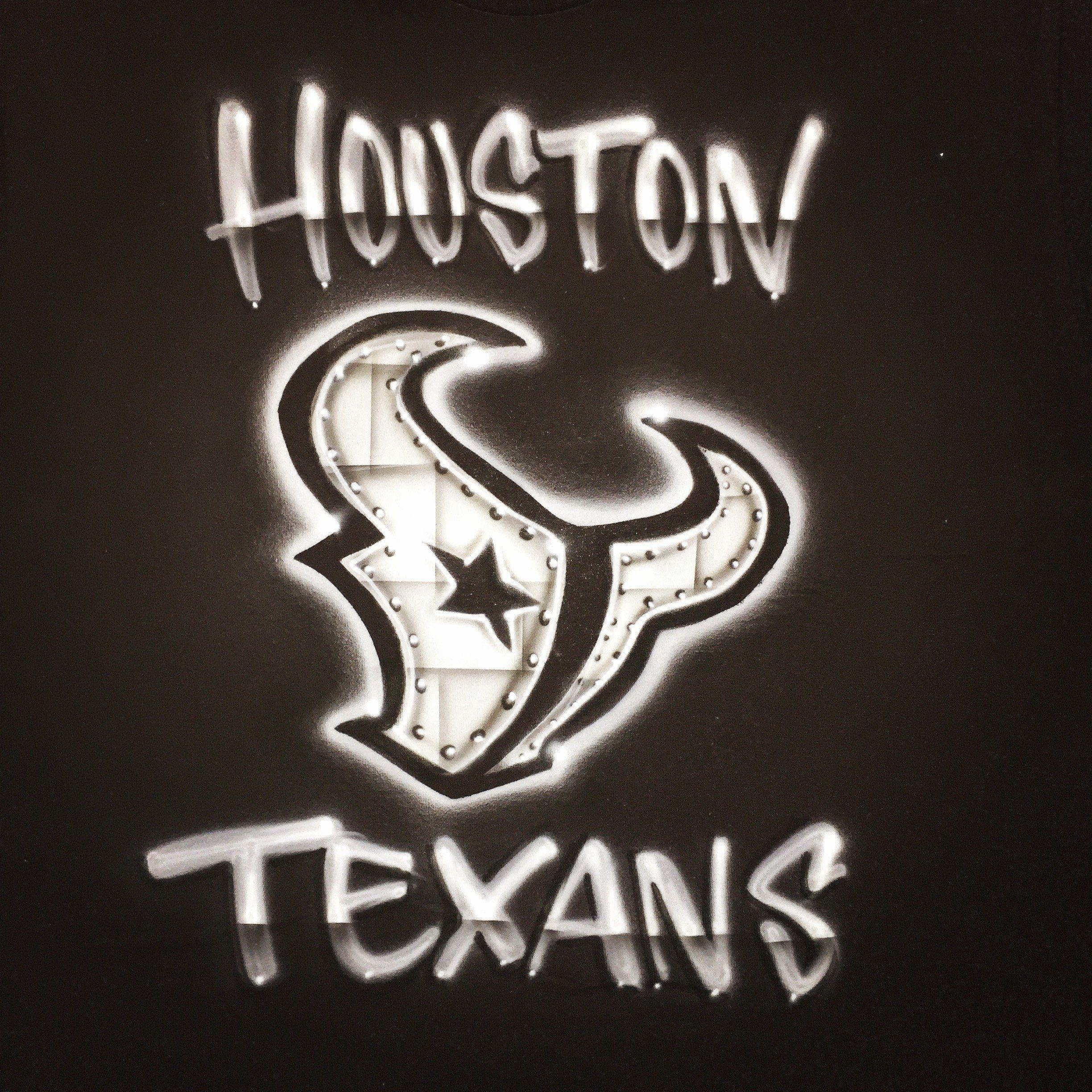Texans Logo - Airbrush Black and White Texans Logo