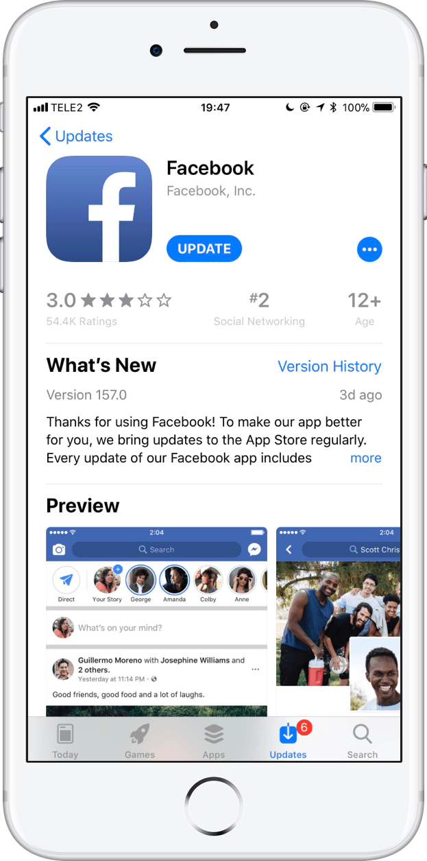 Facebook App Store Logo - iOS 11.3's App Store brings back version number and size information