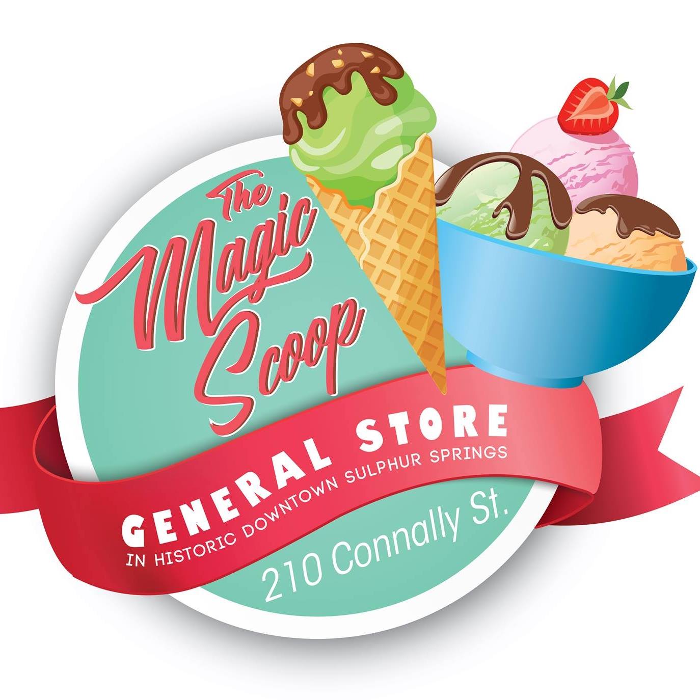 Scoops Ice Cream Logo - Ice Cream. Sulphur Springs. The Magic Scoop General Store