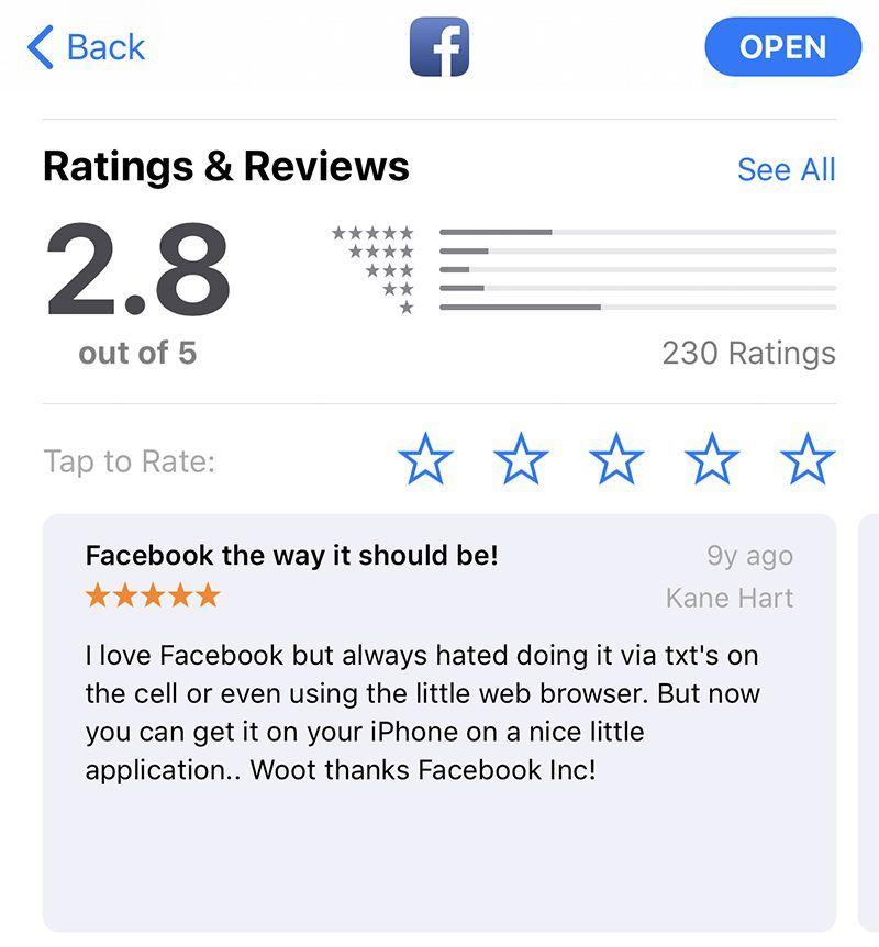 Facebook App Store Logo - App Store Surfacing Old Reviews From as Early as 2008 for Some Users ...