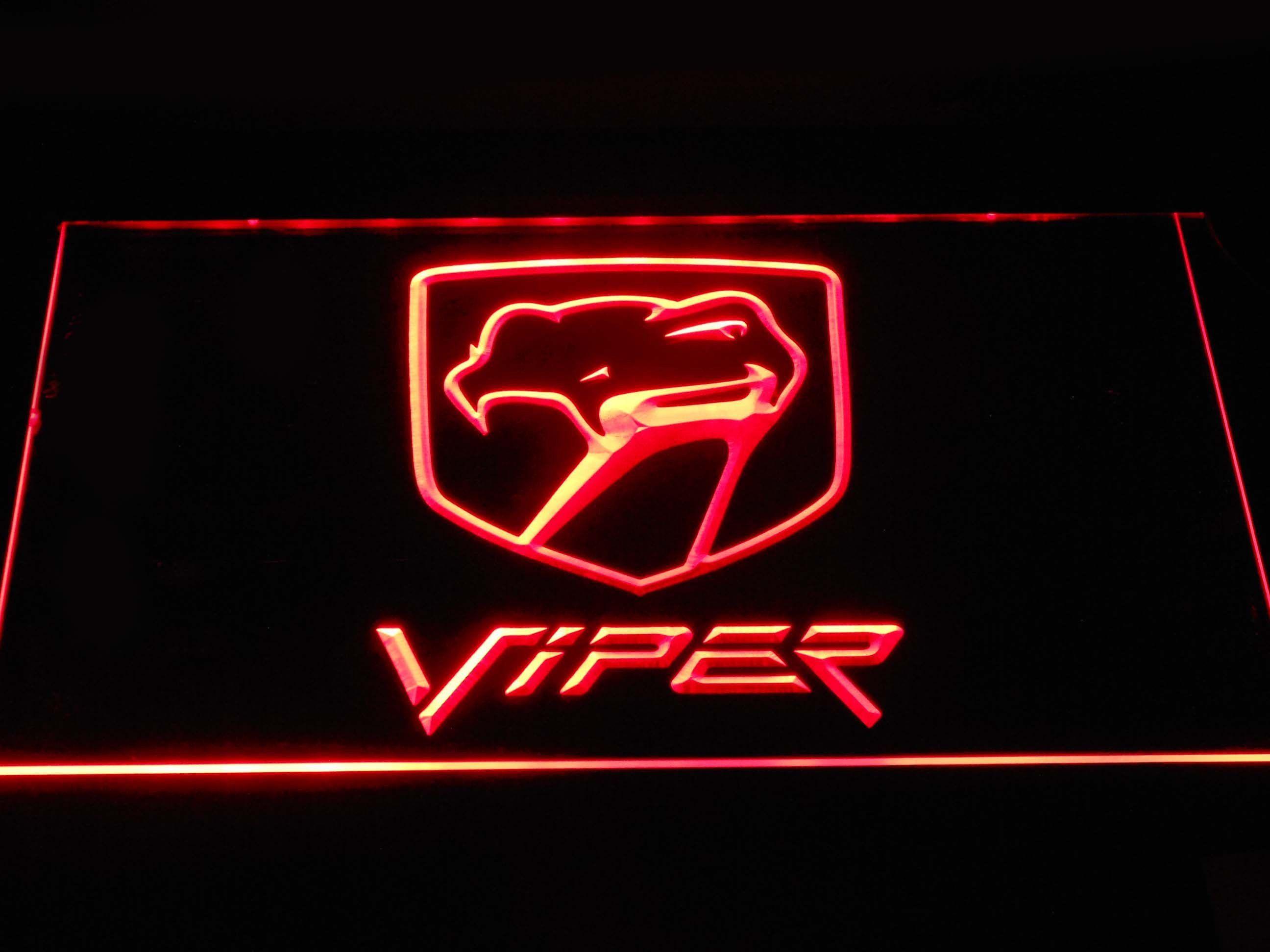Old Red Dodge Logo - Dodge Viper Old Logo LED Neon Sign | SafeSpecial