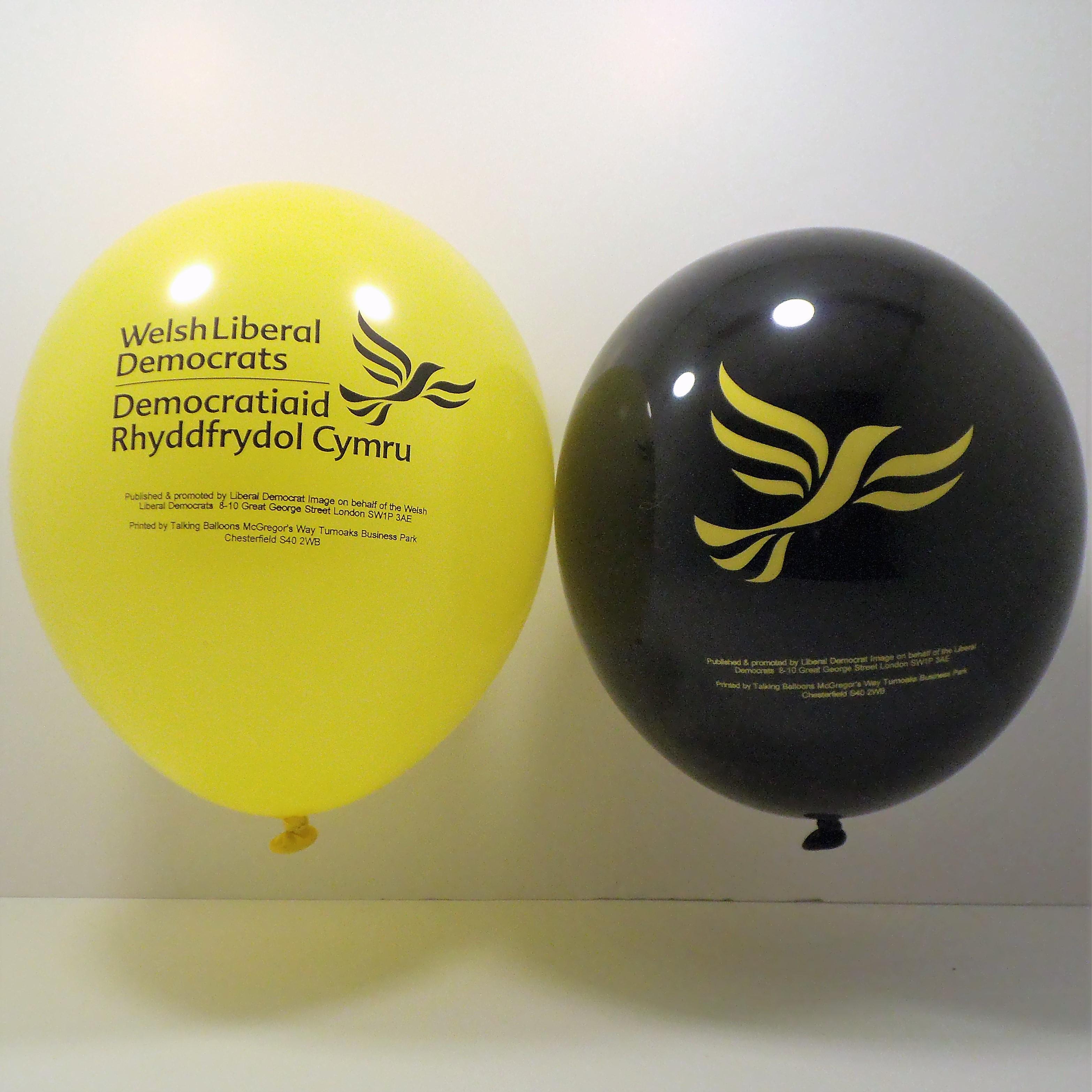 Black Yellow Sphere Logo - Welsh Black and Yellow Liberal Democrat Balloon - Lib Dem Image