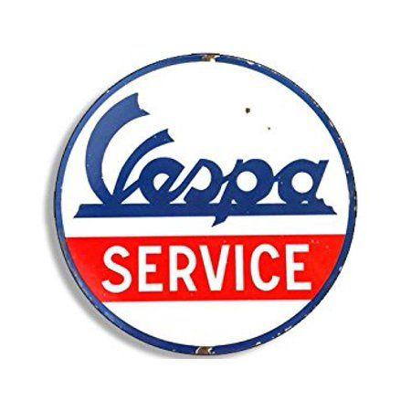 Old Vespa Logo - Round Vintage VESPA Service Sticker Decal (gas gasoline logo old rat ...