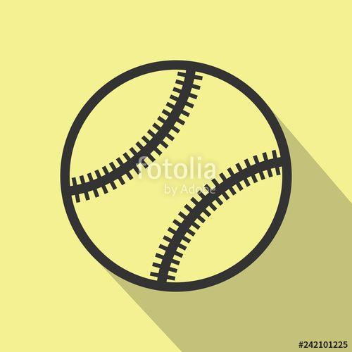 Black and Yellow Sphere Logo - Baseball flat ball icon vector logo design pattern.Black on yellow