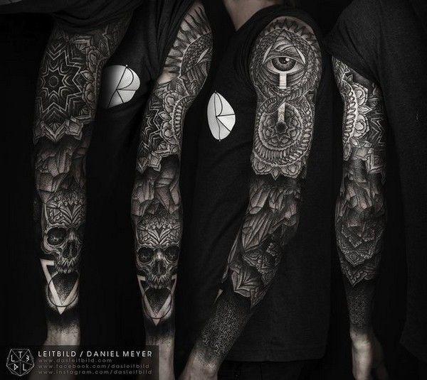 Leg Piece Black and White Logo - 108 Original Tattoo Ideas for Men That are Epic