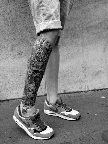 Leg Piece Black and White Logo - Top 75 Best Leg Tattoos For Men - Sleeve Ideas And Designs