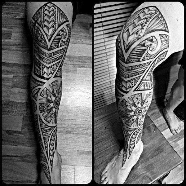 Leg Piece Black and White Logo - The 85 Best Leg Tattoos for Men | Improb