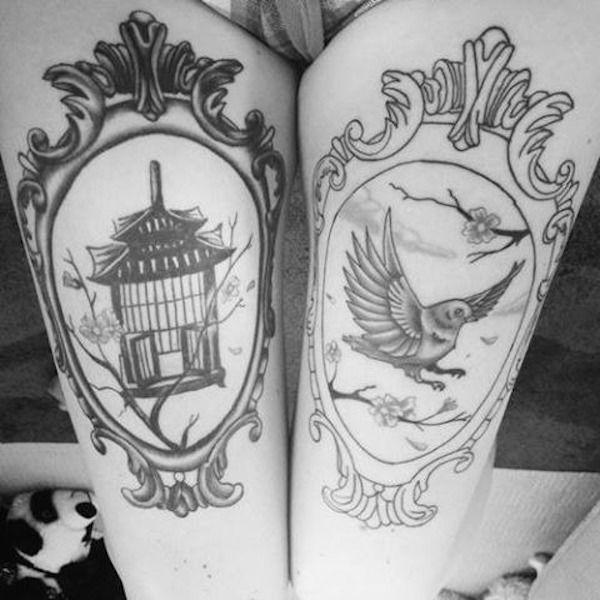 Leg Piece Black and White Logo - 101 Sexiest Thigh Tattoos for Girls