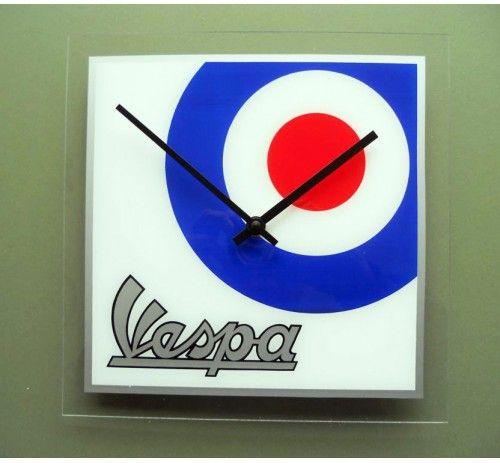 Old Vespa Logo - Retro style mod target with Vespa logo wall clock | ScooterBelia.co ...