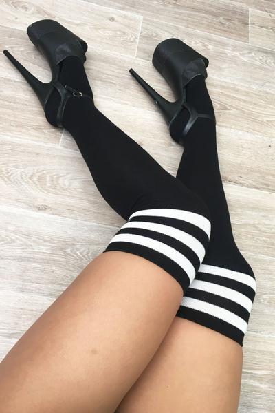 Leg Piece Black and White Logo - Luna Socks – Pole Junkie