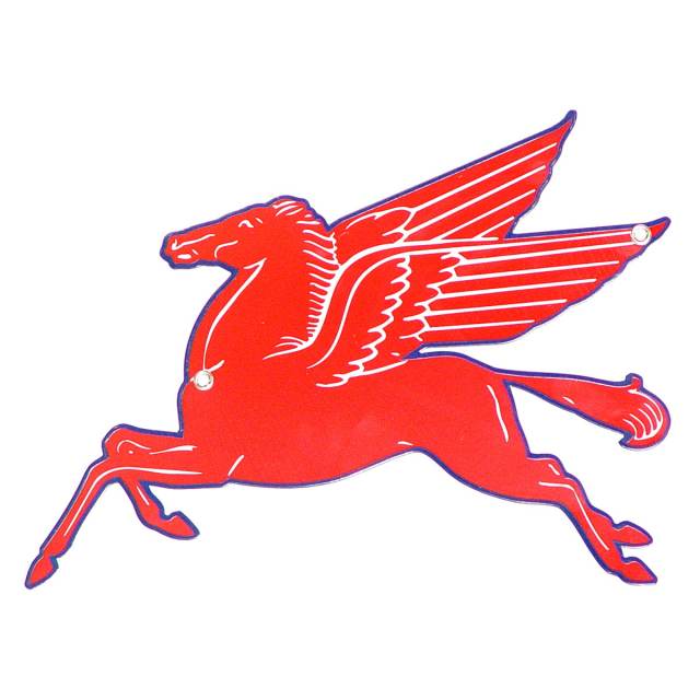 Red Pegasus Logo - Mobil Red Pegasus Logo Die Cut Small Metal Garage Sign 15 x 13 at ...