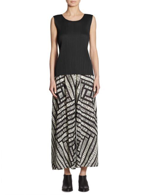 Leg Piece Black and White Logo - Black White Pleats Please Issey Miyake - Gucha Wide Leg Pants -YQGKNX