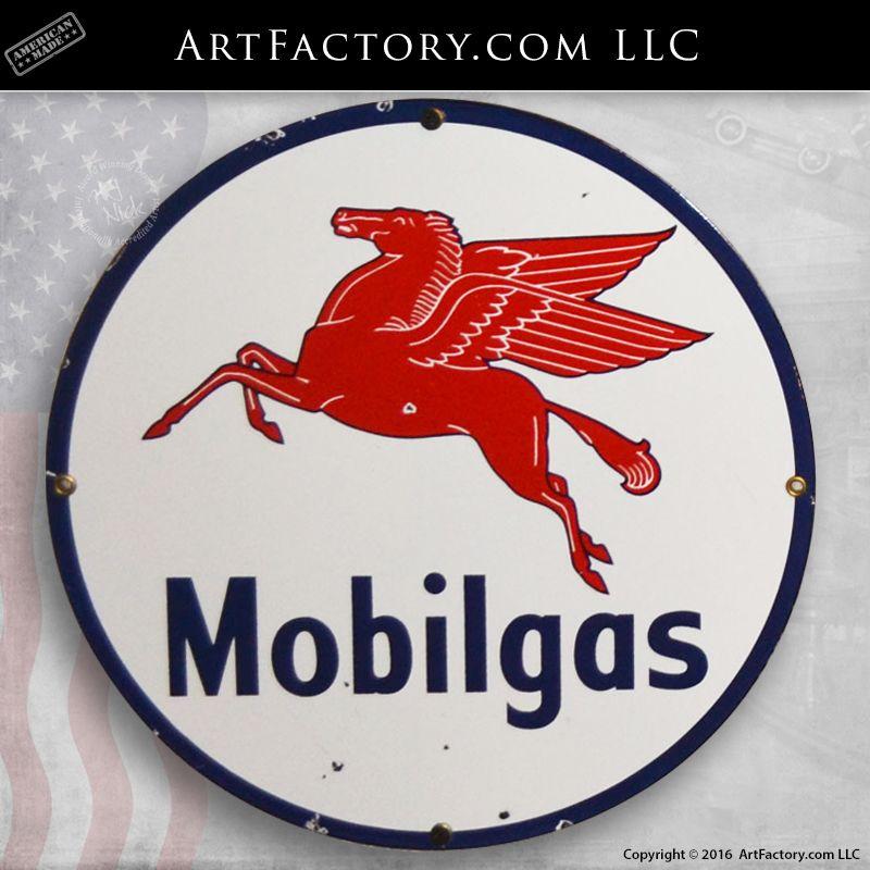 Red Pegasus Logo - Vintage Mobilgas Antique Sign - Classic Red Pegasus Logo