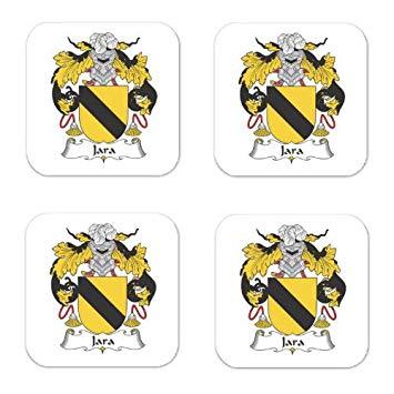 Yellow Square with Jara Logo - Jara Family Crest Square Coasters Coat of Arms Coasters