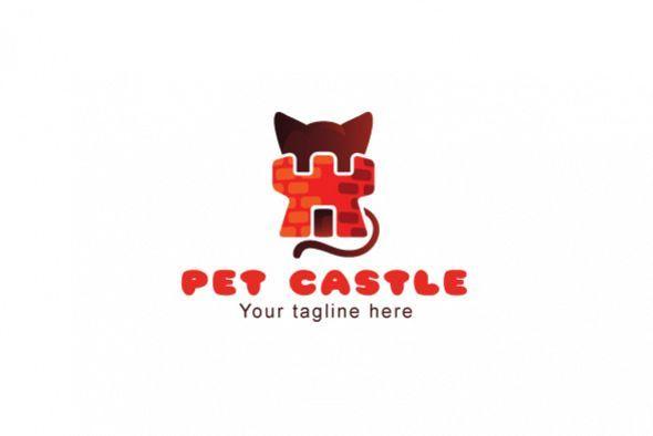 Abstract Cat Logo - Pet Castle - Abstract Cat House Stock Logo Template