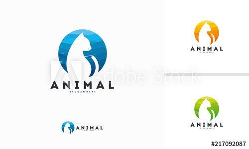 Abstract Cat Logo - Abstract Circle Cat silhouette logo design symbol, Animal Cat logo