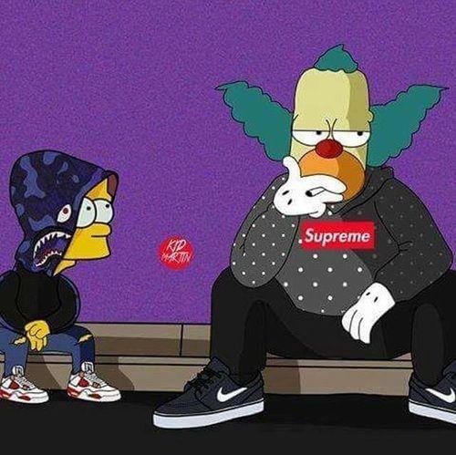Bart BAPE Supreme Logo - Image about nike in cartoon by 