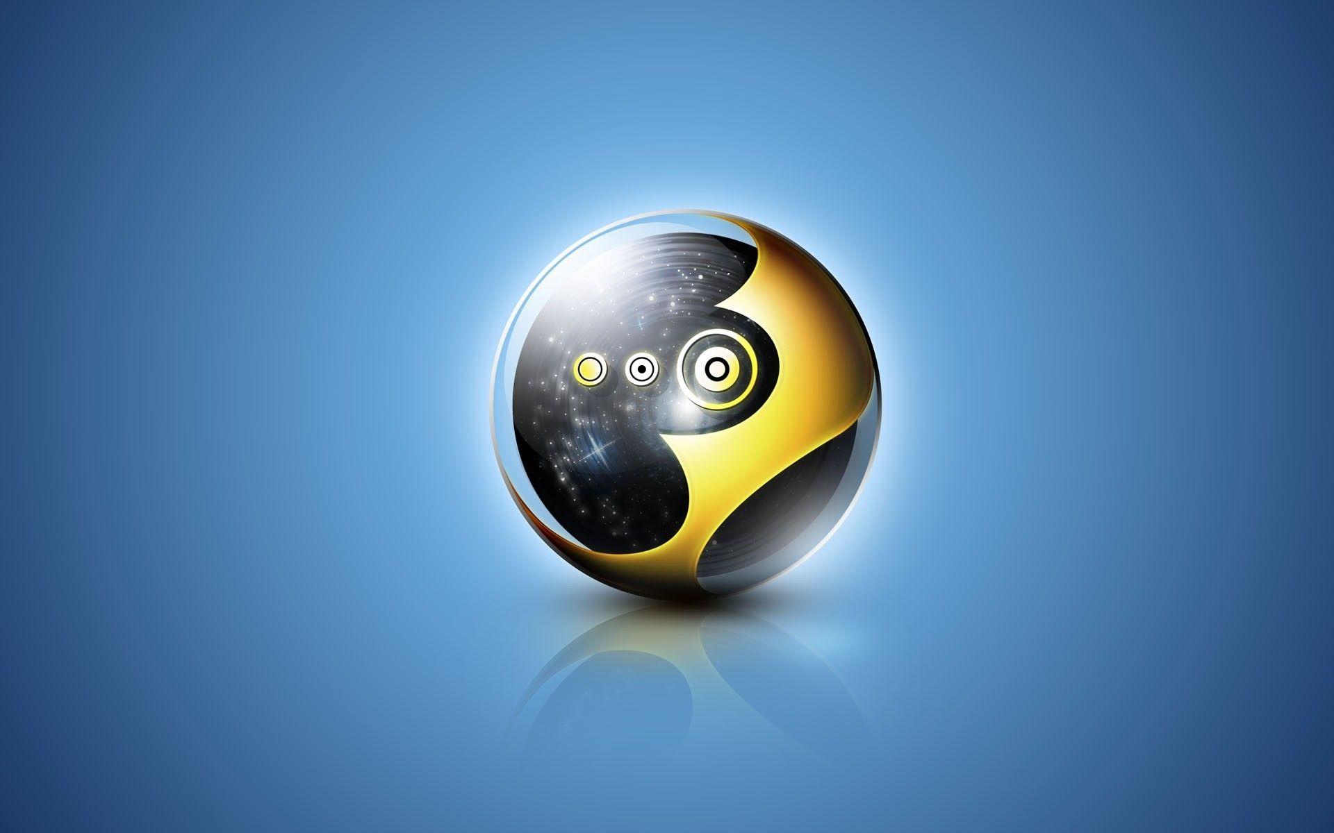Black and Yellow Sphere Logo - Download wallpaper 1920x1200 ball, black, yellow, blue hd background