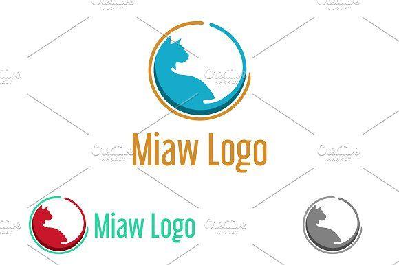 Abstract Cat Logo - Cat Cute in Circle Abstract Logo ~ Logo Templates ~ Creative Market