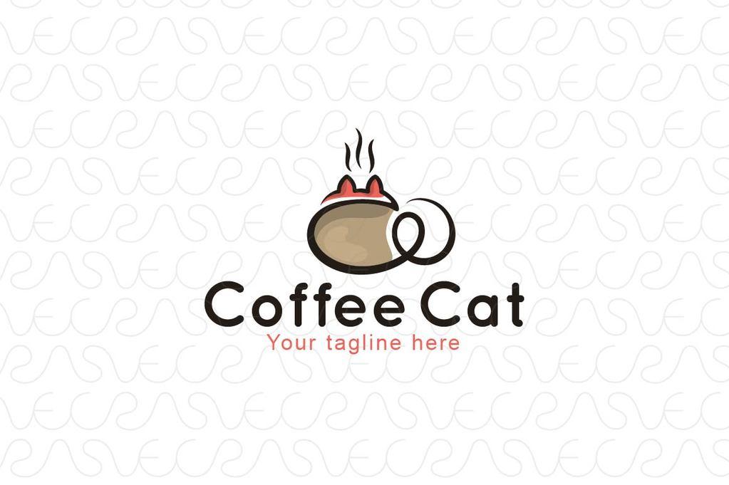 Abstract Cat Logo - Coffee Cat- Abstract Linear Animal Stock Logo Template – VecRas