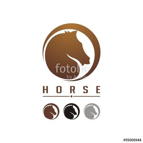 Horse in Circle Logo - Stylized Dark Horse Head in Circle for Mascot Logo Template Stock