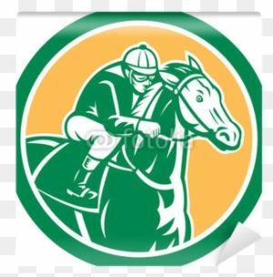 Horse in Circle Logo - Jockey Horse Racing Circle Retro Wall Mural • Pixers® - Jockey Horse ...