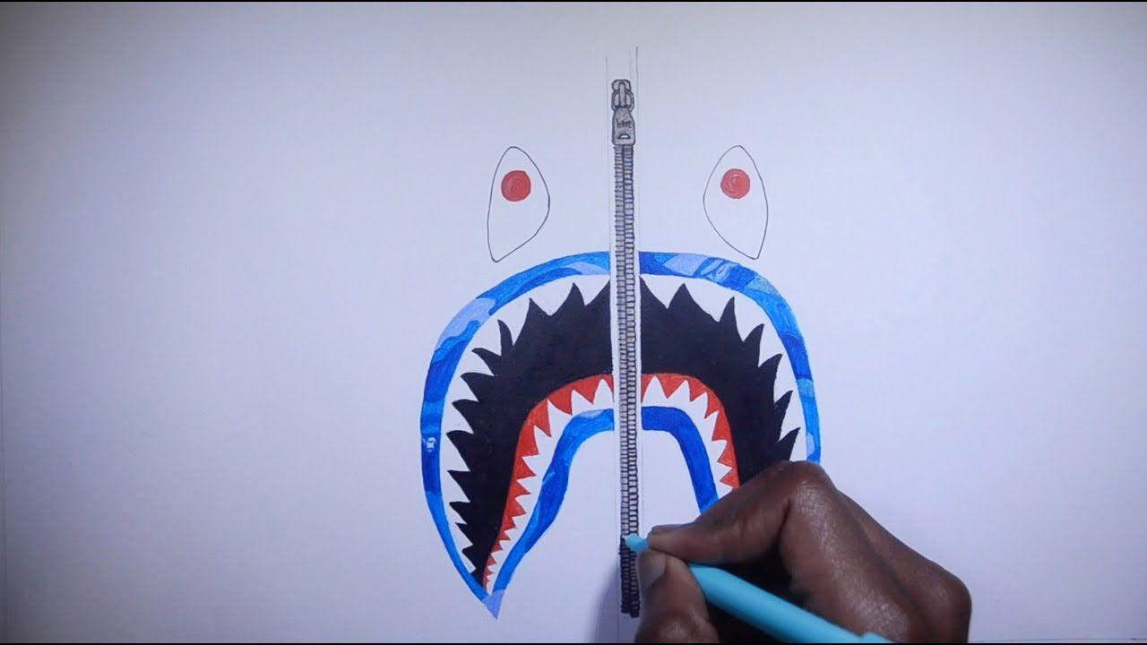 Shark BAPE Face Logo - HOW TO DRAW BAPE SHARK ! (EXACT COLOURS) - YouTube