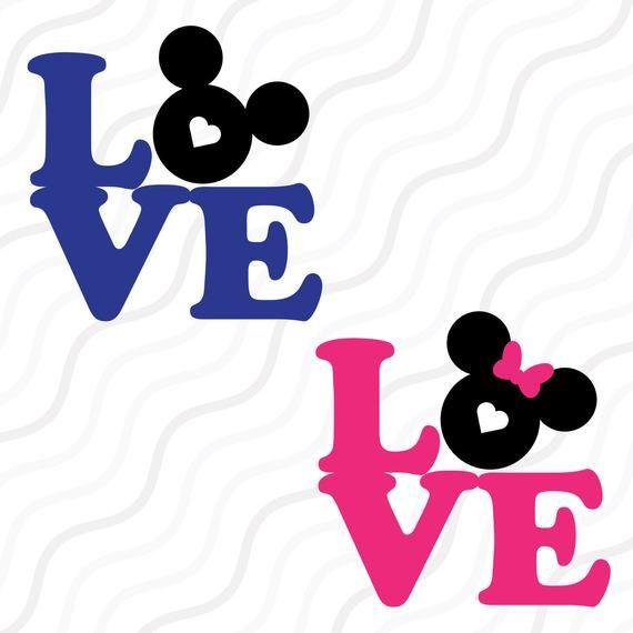 Mickey Mouse Love Logo - Love Mickey Mouse SVGDisney Valentine SVGLove Quote SVG Cut | Etsy