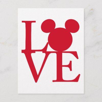 Mickey Mouse Love Logo - Mickey Mouse LOVE | Valentine's Day 3 Holiday Postcard | Zazzle.com