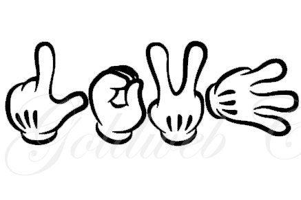 Mickey Mouse Love Logo - Love Mickey Mouse Inspired sign language Car Vinyl Decal in 2019 ...
