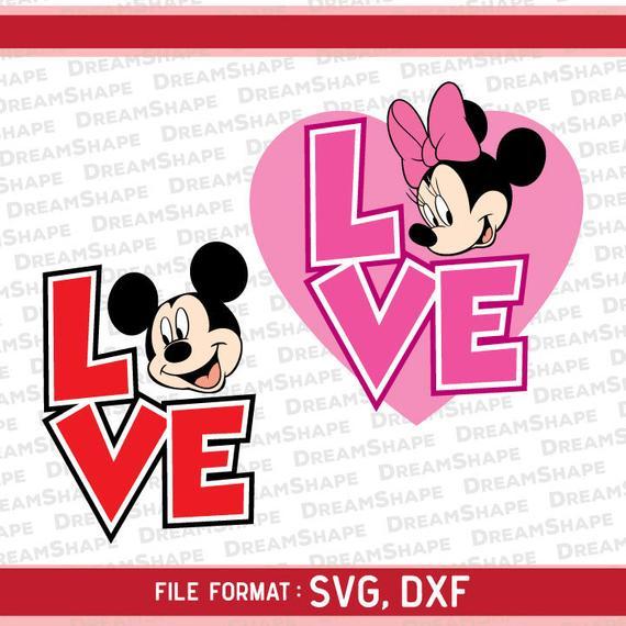Mickey Mouse Love Logo - Cute Mouse Ears SVG Files Cute Mouse Ears Love DXF Cutting | Etsy