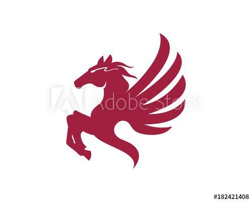 Mythology Logo - Red Angry Pegasus Mythology Flying Wings Simple Modern Animal Logo ...
