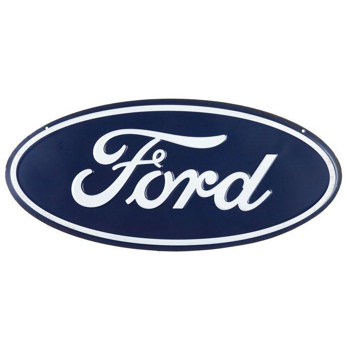 Oval Car Logo - Ford Logo Embossed Oval Tin Sign⎜Open Road Brands. Back Alley