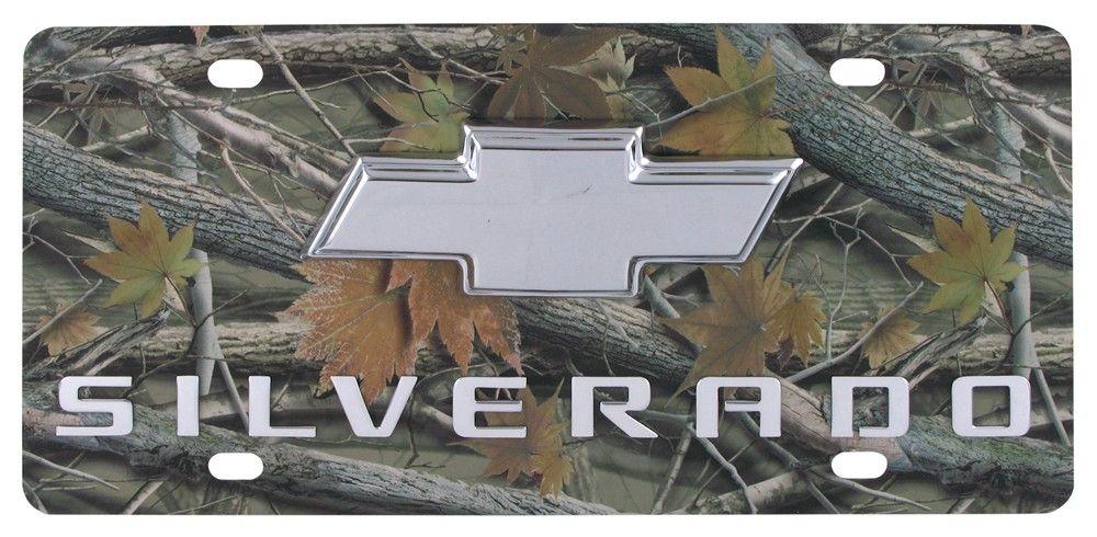 Camo Chevrolet Truck Logo - Chevy Silverado License Plate - Chrome Logo and Lettering ...