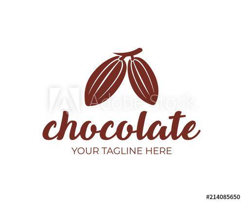 Cocoa Logo - Chocolate, cocoa fruits hang on a branch, logo template. Chocolate