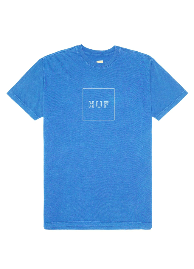 Light Blue Box Logo - T SHIRT HUF OUTLINE BOX LOGO ACID WASH BLUE