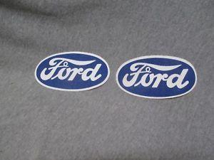White with Blue Oval Logo - Pair Ford Blue White Oval Logo Printed Iron On Badge 4 1 2 Inch X 2