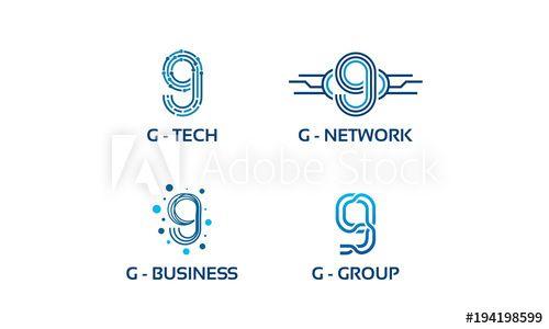 Cool G Logo - G initial Tech logo vector set, Cool G Initial Wire logo template ...