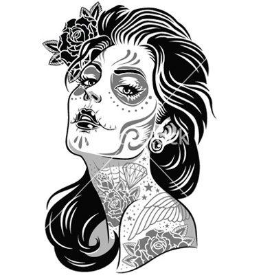 Girl Black and White Logo - Day of the dead girl vector by krookedeye on VectorStock®