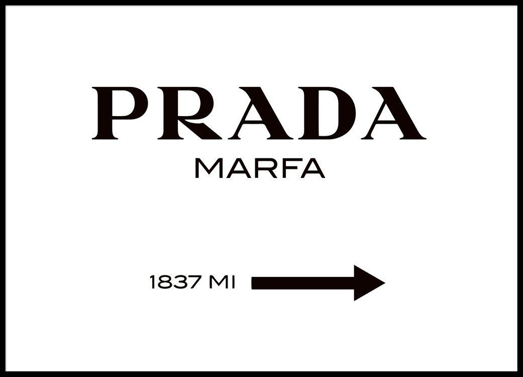 Girl Black and White Logo - Poster of a Prada Marfa sign in black and white. Gossip Girl fashion