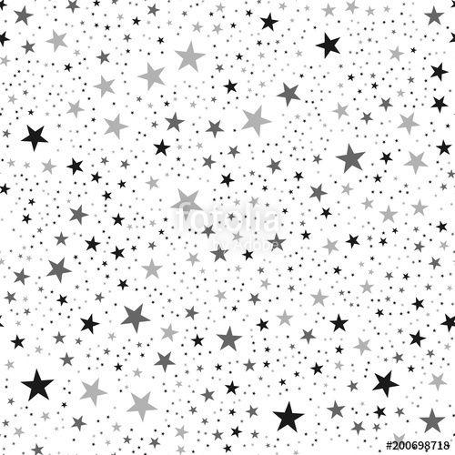 Cute Black and White Star Logo - Black stars seamless pattern on white background. Cute endless