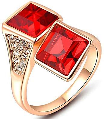 Double Red Diamond Logo - Gnzoe Jewelry, Gold Plated Double Square Red Diamond Rose Gold