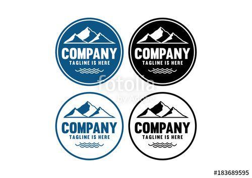Black and Blue Company Logo - Simple Black and Blue Hill Mountain and Wave on the Ocean Vintage