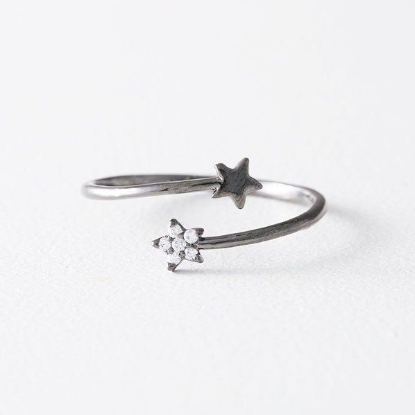 Cute Black and White Star Logo - Cute Black Star Wrap Ring