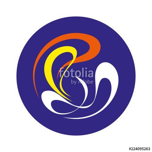 Curved Lines Circle Logo - colored curved smooth lines on a blue circle background. symbol ...